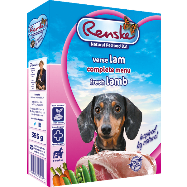 Afbeelding Renske Vers Lam hondenvoer 1 tray (10 x 395 gram) door Petsplace.nl