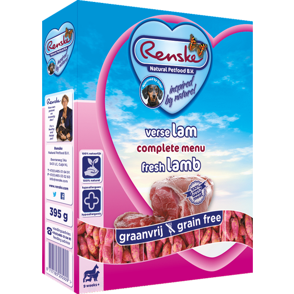 Afbeelding Renske Vers Graanvrij Lam hondenvoer 1 tray (10 x 395 gram) door Petsplace.nl