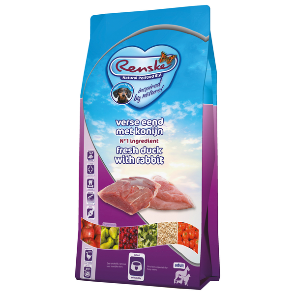 Renske Super Premium Adult Verse Eend & Konijn hondenvoer 2 kg