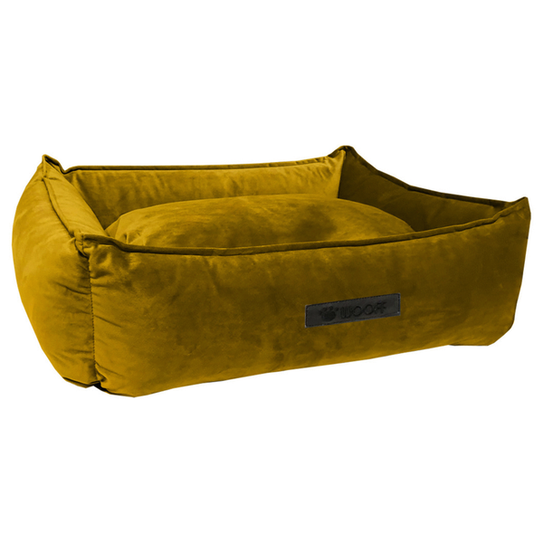 Afbeelding Wooff Mand Cocoon Velours - Hondenmand - 60 x 40 x 18 cm Oker Small door Petsplace.nl