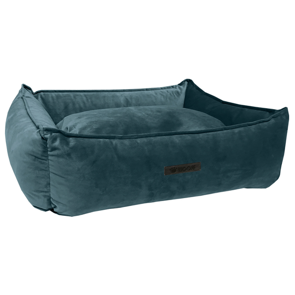 Afbeelding Wooff Mand Cocoon Velours Petrol - Hondenmand - Large door Petsplace.nl