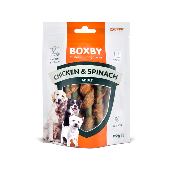 Proline Boxby Chicken/Spinach Sticks 100 g - Hondensnacks - Kip&Spinazie