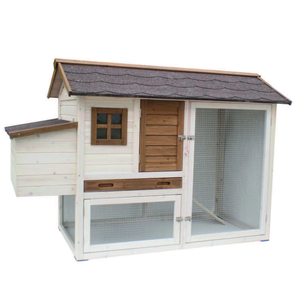 Afbeelding Hm Hok Olivia - Kippenhok - 171x81x110 cm Wit Bruin door Petsplace.nl