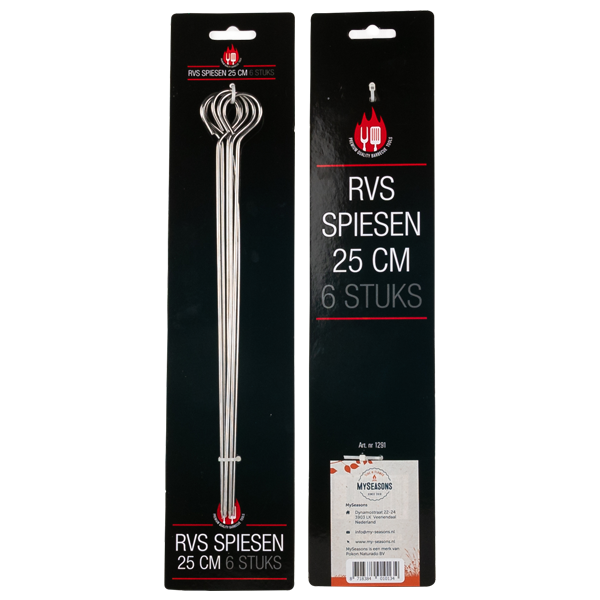 Afbeelding Myseasons Metalen Spiesen 25 Cm - Barbecue - door Petsplace.nl