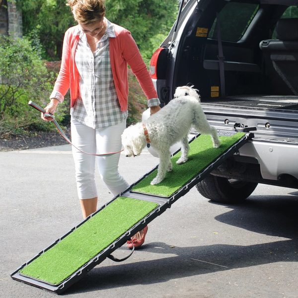 Afbeelding Innopet Loopplank Grasramp - Hondenautoaccessoire - 182x40.5x3.8 cm Zwart Groen door Petsplace.nl