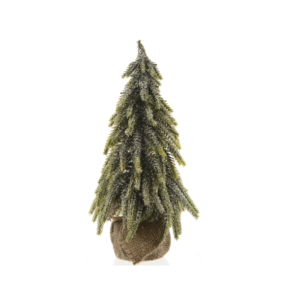 Everlands Mini kerstboom tafelboom mini PE jute l20b20h35 cm groen/wit