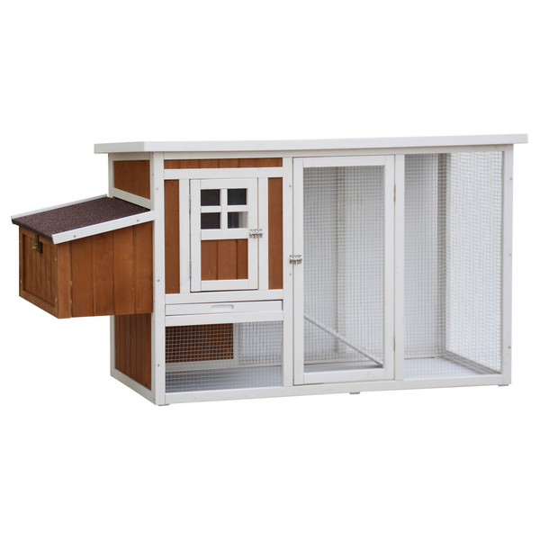Afbeelding Geen Merk Kippenhok Mansion - Kippenhok - 168x65x88 cm Naturel Wit door Petsplace.nl