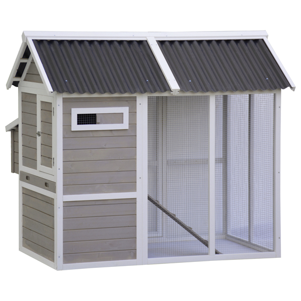 Afbeelding Homestyle Kippenhok Toscany - Kippenhok - 128x120x138 cm Wit Bruin door Petsplace.nl