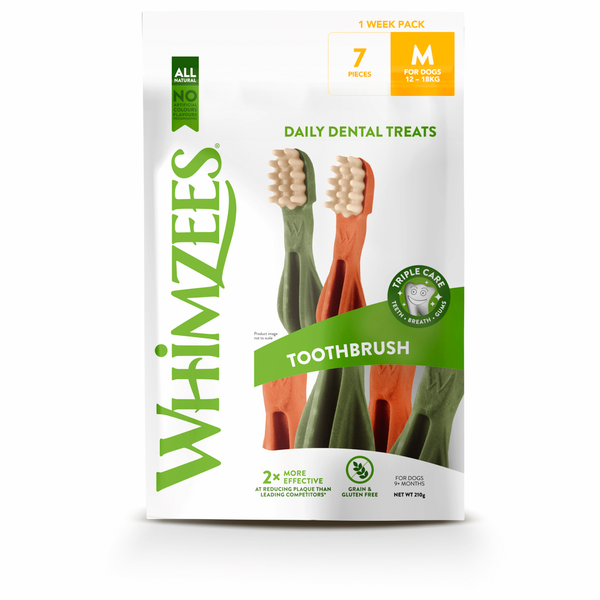 Afbeelding Whimzees Tandenborstel Voordeel Verpakking - Hondensnacks - 11.4 cm 230 g 7 stuks M door Petsplace.nl