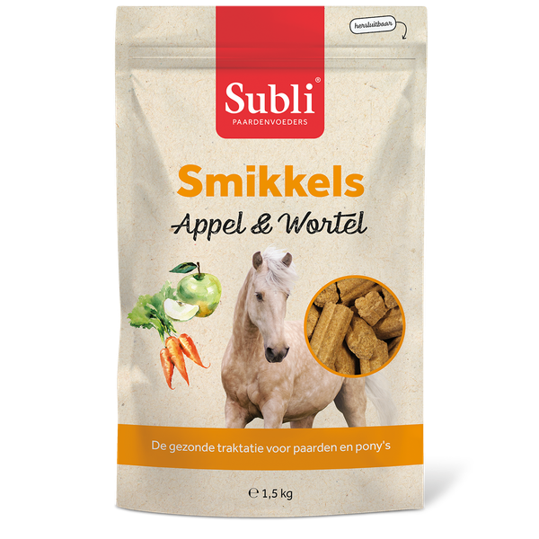 Afbeelding Subli Smikkels - Paardensnack - Appel Wortel 1.5 kg door Petsplace.nl