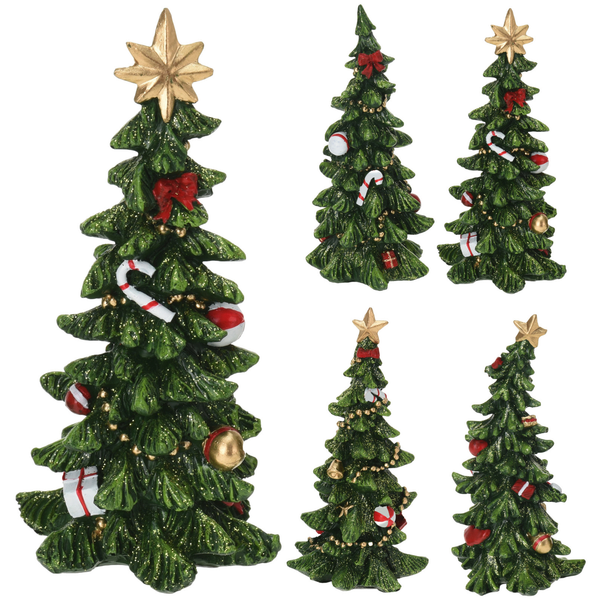 Homestyle Kerstboom Deco 15cm 4ass - Kunstkerstboom - 8x8x17 cm Groen Assorti