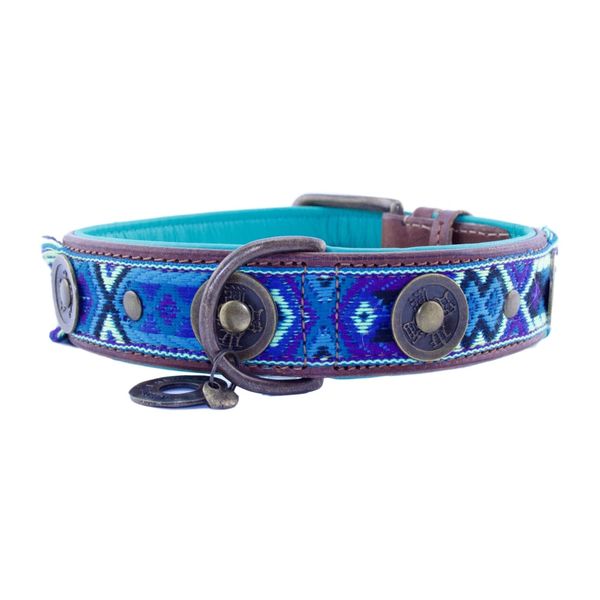 Dwam Halsband Boho Juan Blauw&Bruin - Hondenhalsband - 41-51x4.0 cm