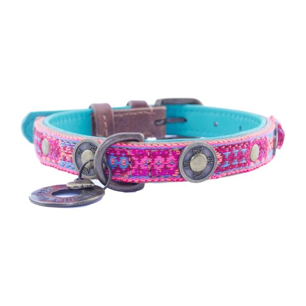 Afbeelding Dwam Halsband Boho Rosa Roze&Bruin - Hondenhalsband - 21-27x2.0 cm door Petsplace.nl