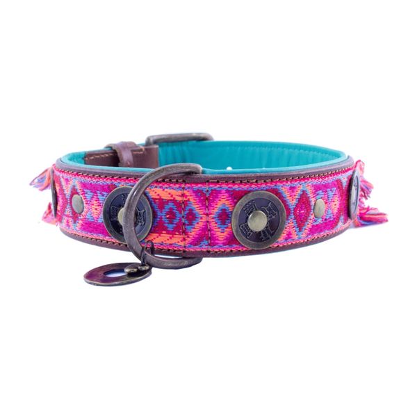 Dwam Halsband Boho Rosa Roze&Bruin - Hondenhalsband - 49-59x4.0 cm