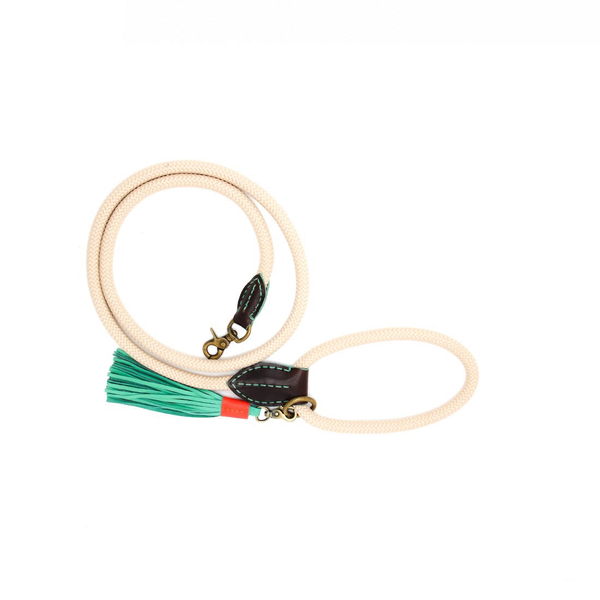 Afbeelding Dwam Looplijn Sand Touw - Hondenriem - 160 cm Zand Bruin Turquoise door Petsplace.nl