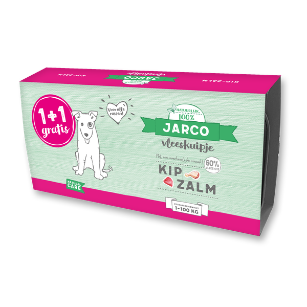 Afbeelding Jarco Dog Vleeskuipje 1+1 2x150 g - Hondenvoer - Kip&Zalm 1-100 Kg door Petsplace.nl