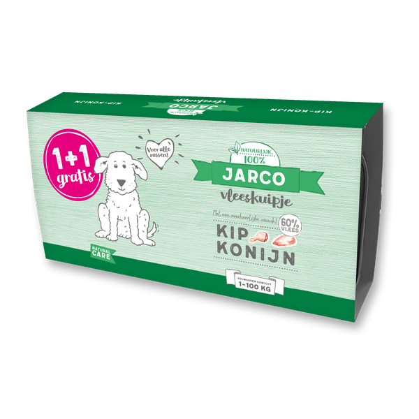 Afbeelding Jarco Dog Vleeskuipje 1+1 2x150 g - Hondenvoer - Kip&Konijn 1-100 Kg door Petsplace.nl