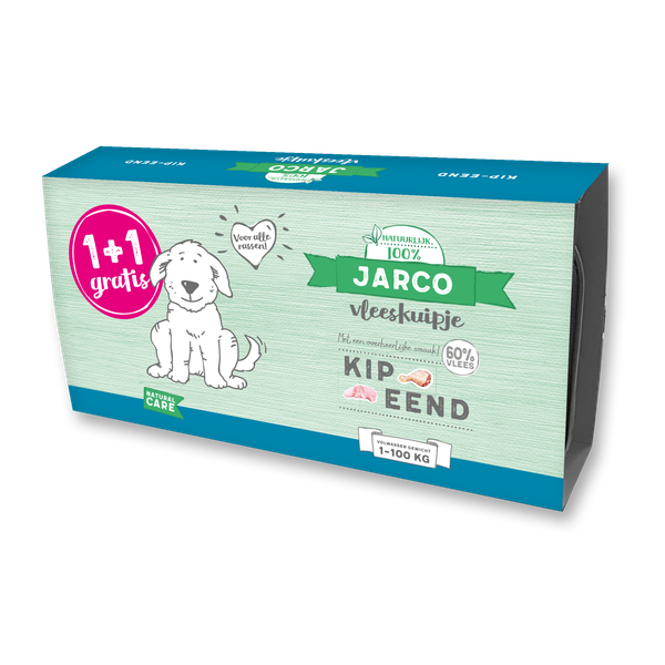 Afbeelding Jarco Dog Vleeskuipje 1+1 2x150 g - Hondenvoer - Kip&Eend 1-100 Kg door Petsplace.nl