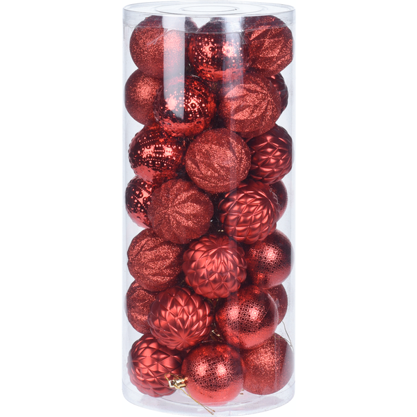 Homestyle Kerstballen 6 Cm - Kerstversiering - 6 cm Rood 35 stuks