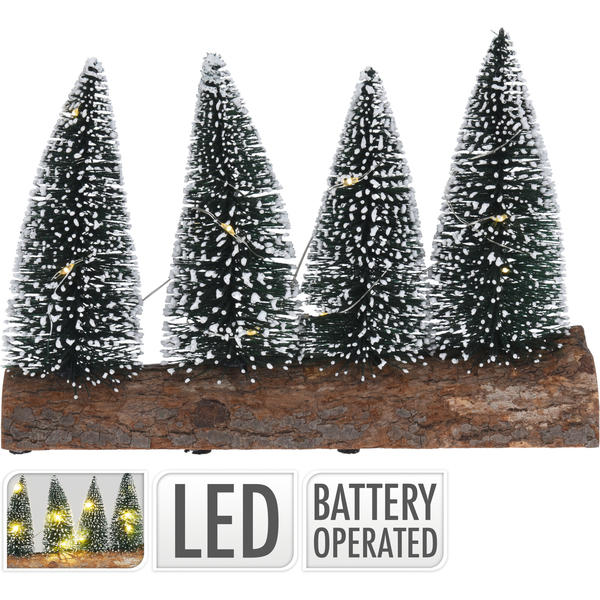 Afbeelding Homestyle Kerstboom 4sts Op Stam Met Led - Kunstkerstboom - 20x5.5x14 cm Groen door Petsplace.nl