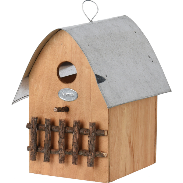 Afbeelding Homestyle Nestkast Zinken Dak - Broeden - 9x9x25 cm Bruin Zilver door Petsplace.nl