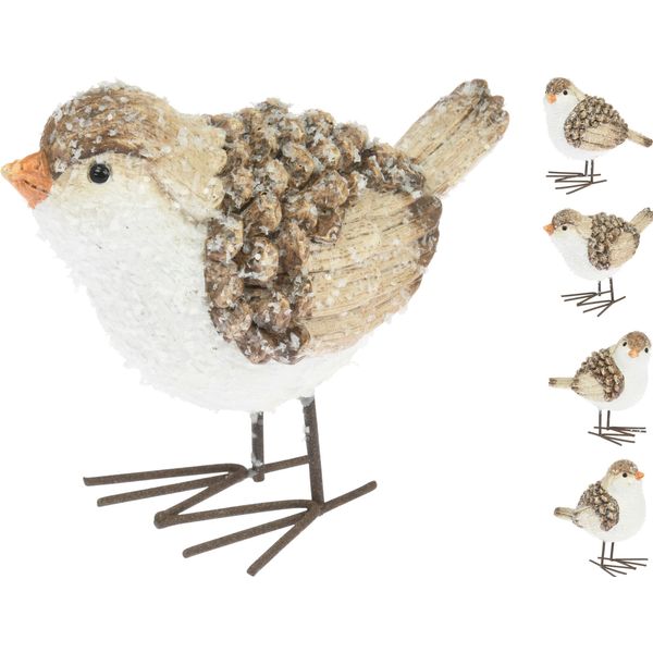 Afbeelding Homestyle Vogel - Decoratie - 9x6x9 cm Beige Assorti door Petsplace.nl