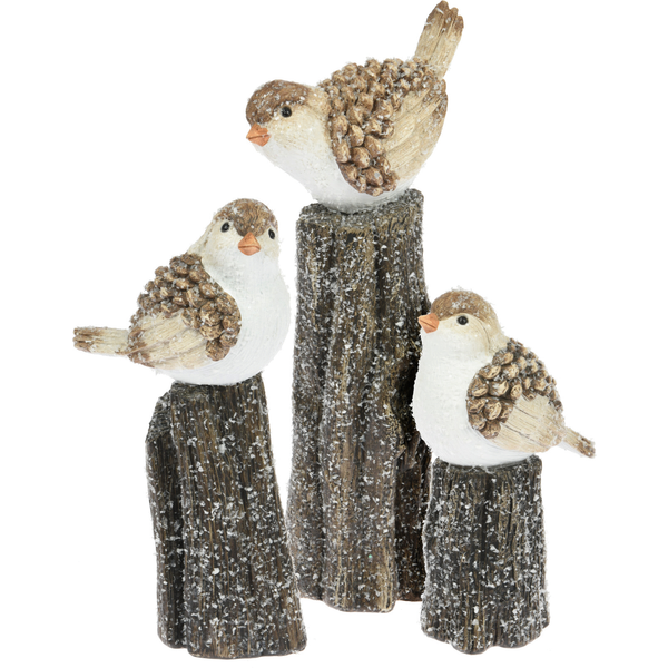 Homestyle Vogels Op Stam Decoratie 18x8x29 cm Beige Assorti