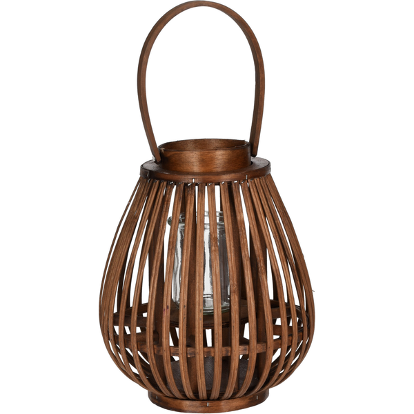 Afbeelding Homestyle Lantaarn Bamboe - Verlichting - 23x23x27 cm Bruin door Petsplace.nl