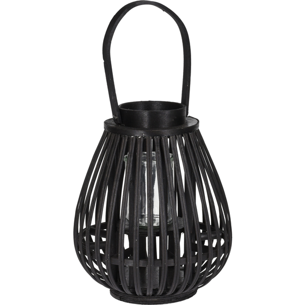 Afbeelding Homestyle Lantaarn Bamboe - Verlichting - 23x23x27 cm Zwart door Petsplace.nl