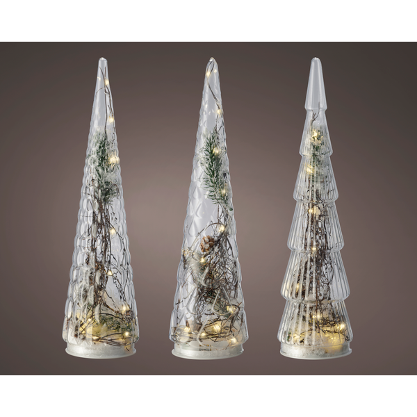 Lumineo Glas Boom Figuur - Decoratie - 35 cm Zilver Assorti
