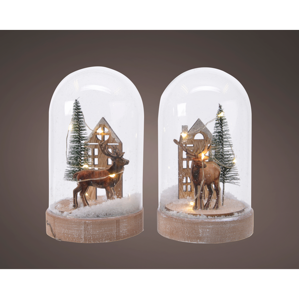 Afbeelding Lumineo Winter Scene Onder Stolp - Decoratie - Ø8.5x15 cm Warm Wit 5 led door Petsplace.nl