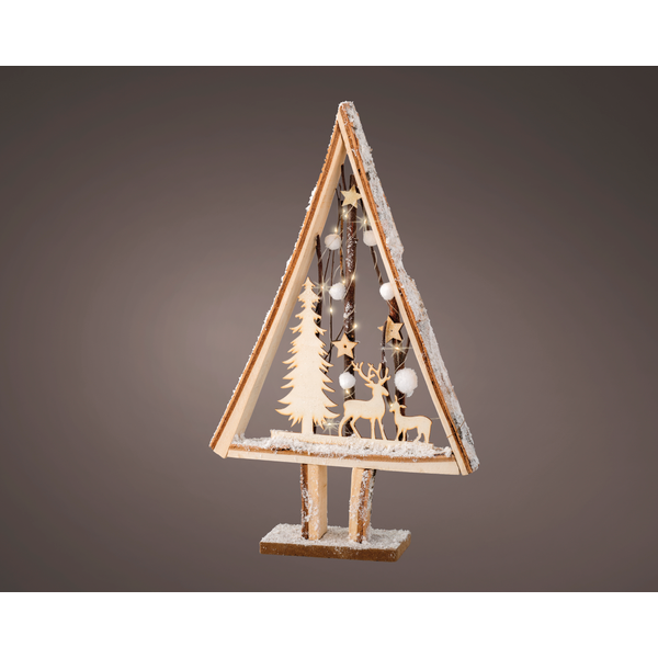 Afbeelding Lumineo Boom Figuur Met Winter Scene - Decoratie - 8x30x43 cm Warm Wit 10 led door Petsplace.nl