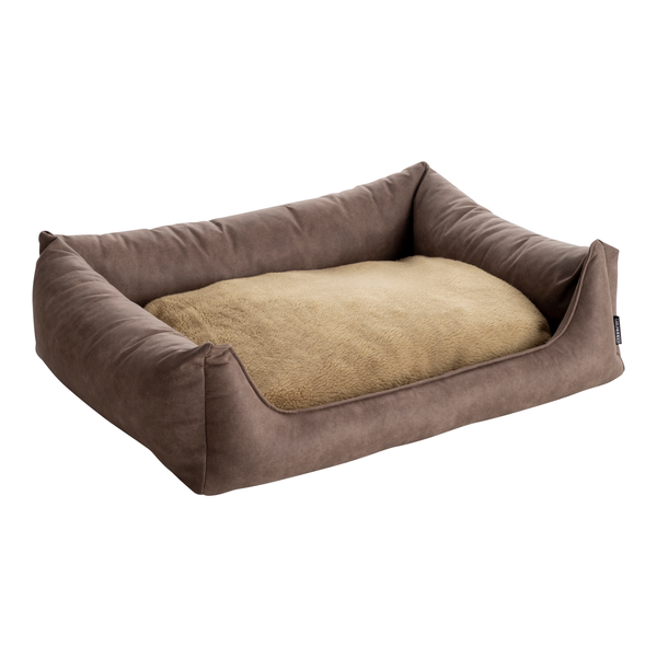 Afbeelding Maxxnobel Orthopedische Sofa Lederlook/Teddy Taupe - Hondenbank - M door Petsplace.nl