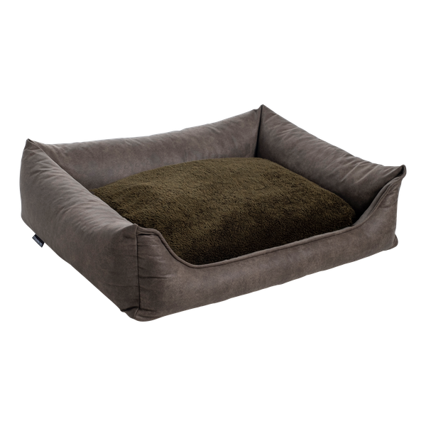 Afbeelding Maxxnobel Orthopedische Sofa Lederlook/Teddy Olijfgroen - Hondenbank - M door Petsplace.nl