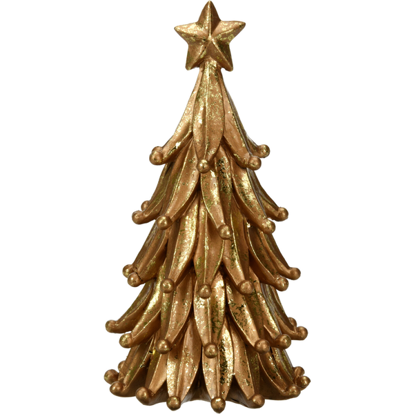 Afbeelding Homestyle Kerstboom Ornament - Kunstkerstboom - 11x11x21 cm Goud door Petsplace.nl