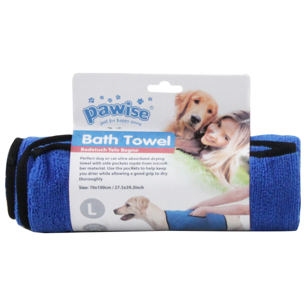 Afbeelding Pawise Bad Handdoek - Hondenverzorging - 70x100 cm Blauw door Petsplace.nl