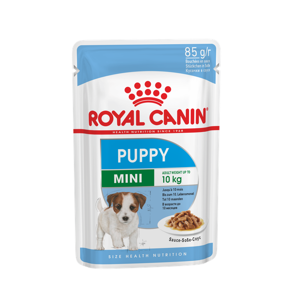 Afbeelding Royal Canin Mini Puppy natvoer 12 zakjes door Petsplace.nl